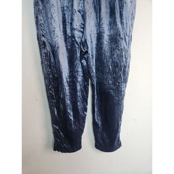 Anthropologie Etta:Twa Blue Velvet Pull On Kinley Ankle Pants size Medium - Picture 4 of 9